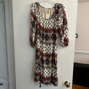 Patterned Long-Sleeve Dress Size S